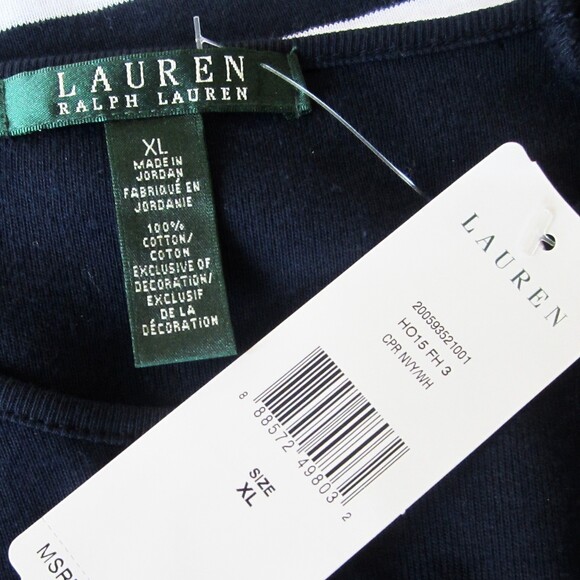 LAUREN RALPH LAUREN NEW Coastal Grandmother Nautical Stripe 3/4-Sleeve Dress XL - Picture 5 of 12